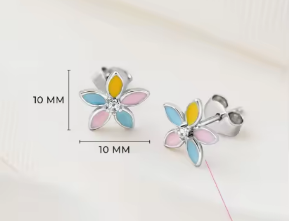 Желтые эмалированные многоцветные цветочные серьги 925 серебряных цветочных серьгов