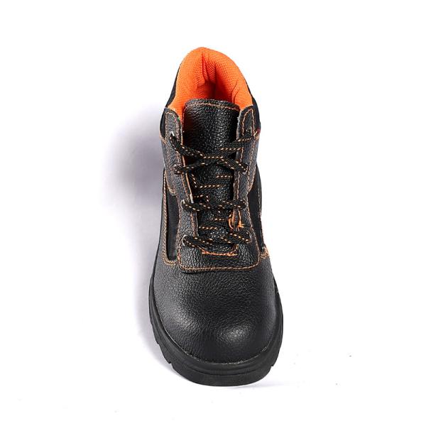 Black Embossed Safety Booty Waterproof Leather Outsole Work Shoes Men