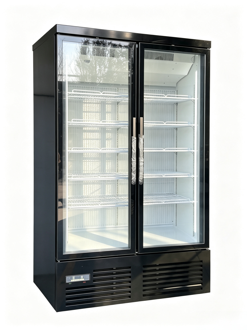 Low‑E Glass Upright Display Chiller Dixell Thermostat R290 Refrigerant