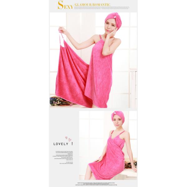 fashionable soft microfiber bathrobe and bath cap suit popular for sale