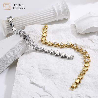 Bracelete Diamond Zircon For Women Men do ouro da estrela 18k do Pentagram da joia