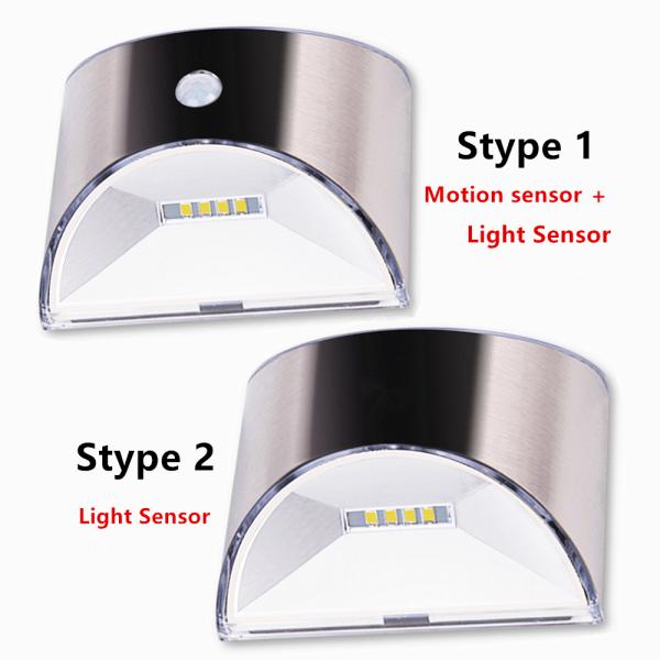 Fence Solar Powered PIR Motion Sensor Light Stainless Steel LED Lighting and Circuitry Design Residential ROHS Ce 1-year 10000