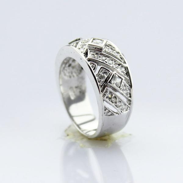 Fahion Women Sterling Silver Band Ring Pave Cubic Zirconia(SRJ657)