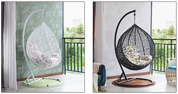 Outdoor Patio PE Rattan Swing Chair With Metal Frame Cheap Egg shaped Hanging Chair