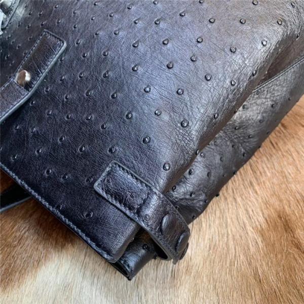 Authentic Real Ostrich Skin Businessmen Travel Duffle Purse Large Shoulder Bag Genuine Leather Male Top-handle Handbag