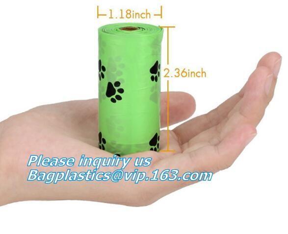 cornstarch 100% compostable biodegradable dog poop bags, compostable pet poop dog print bags, Pick Up Waste Pet Dog Poop