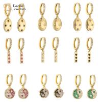 Diamond Zircon 18k Gold Plated Jewelry Yin Yang Pendant Hoop Earrings