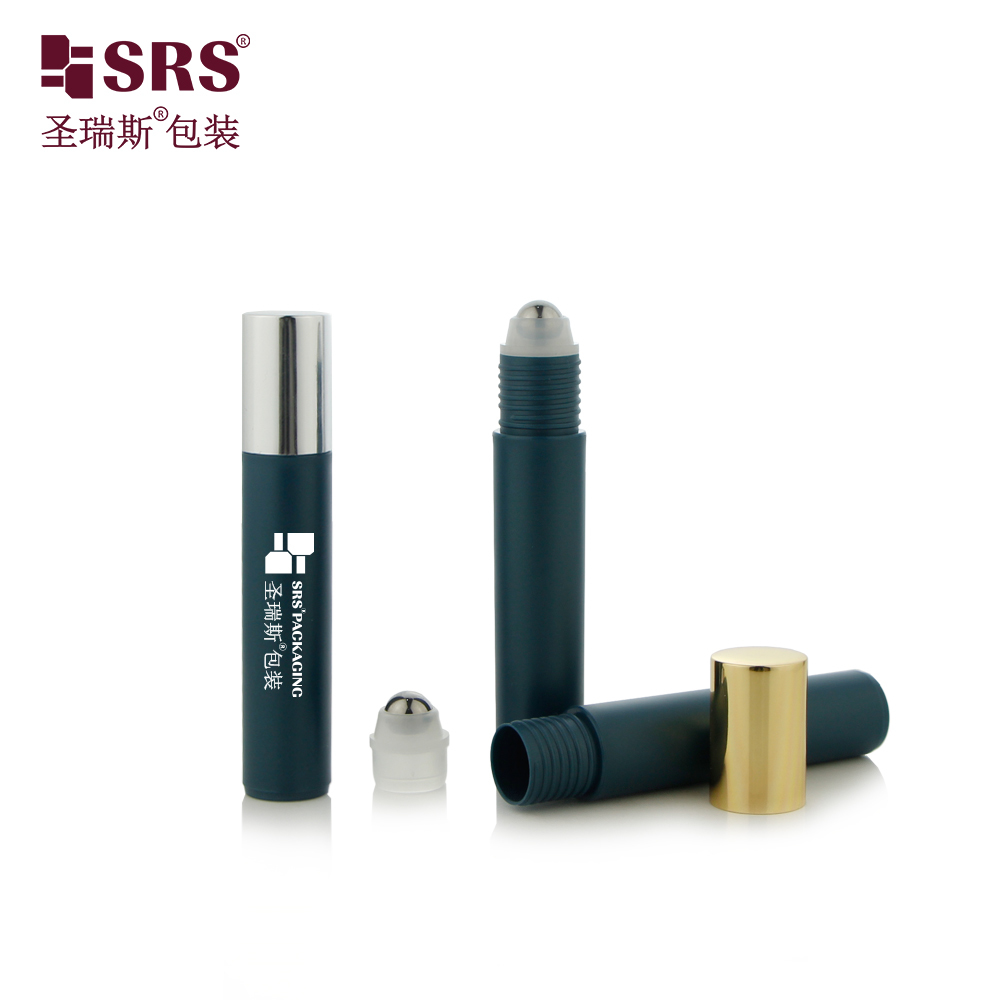 Custom 12 ML Cosmetic Plastic Roller Bottle Metal Steel Ball Aluminum Lid Packaging Container