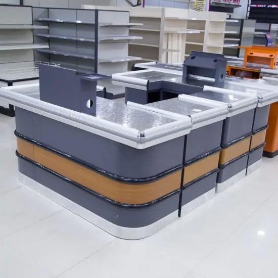 Customized Supermarket Checkout Counter Cold Rolled Steel Cashier Counter