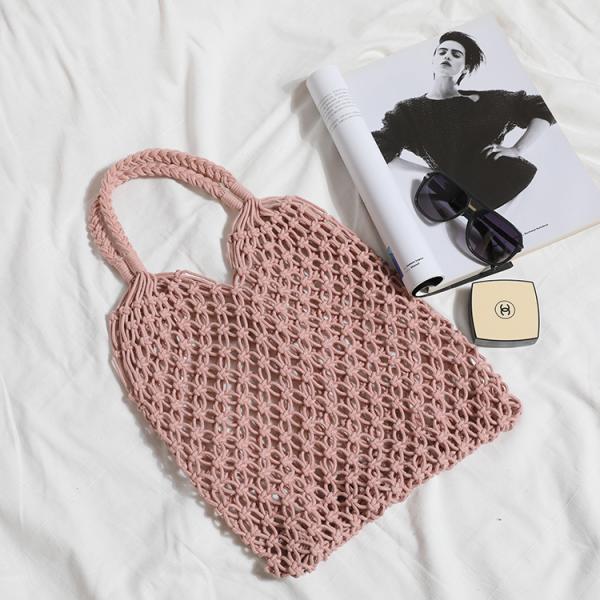 Polyester Lining Material 2024 Hand Crocheted Large Shopping Beach Tote Bag for Women