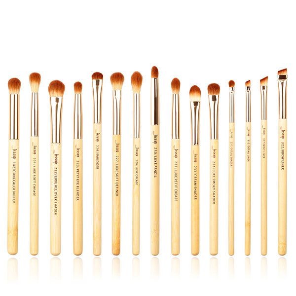 Jessup 15pcs Bamboo Makeup Brushes Set Cosmetic Brush Factory Makeup Brush Brands T137