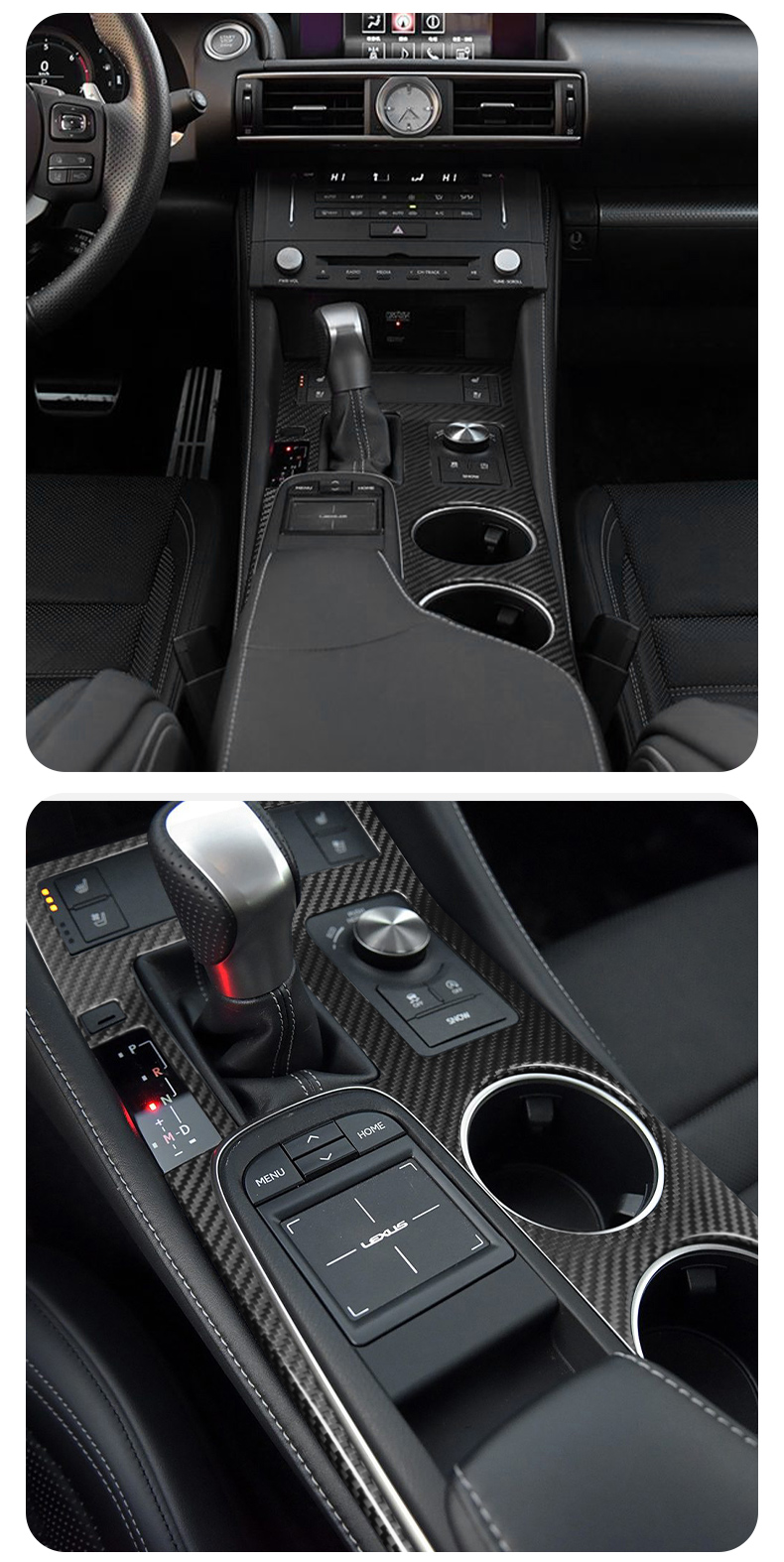 Dry Carbon Fiber Car Shift Panel Cover for Lexus RC 2015-2019 Year