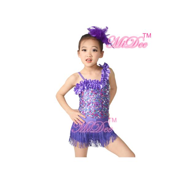Two Pieces One Shoulder Latin Dance Costumes Holograms Sequins Competition Performance Outfits