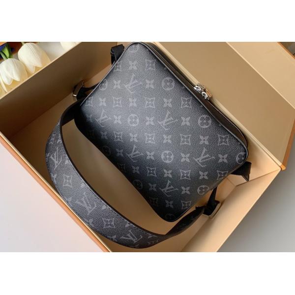 Black Square Taiga Leather Message Luxury Cross Body Bag Single Shoulder