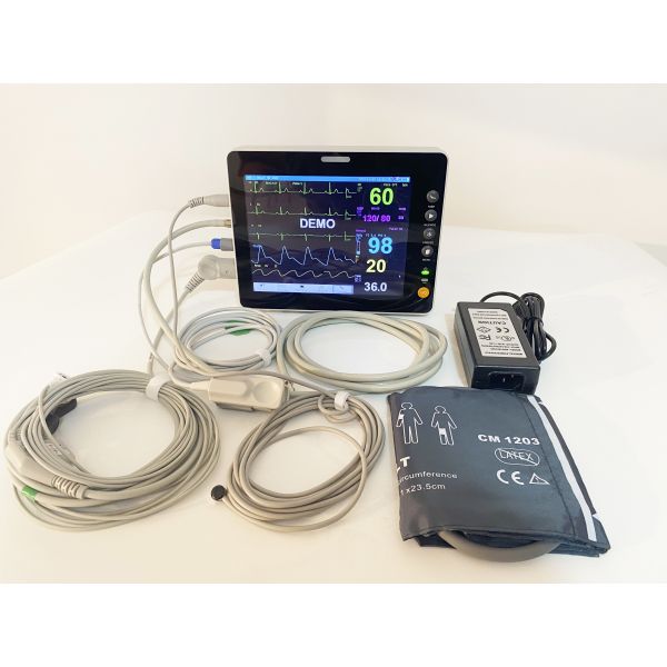 ECG ICU Multi-Parameter Patient Portable Monitor Hospital Equipment with Electric Power Source Made of Plastic Includes Bracket