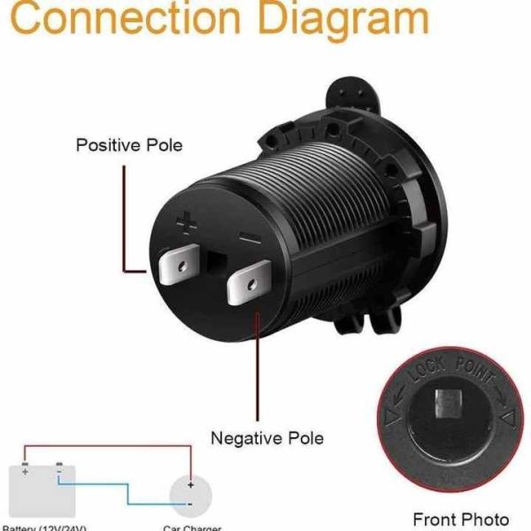 Two Pins 12-24V Cigarette Lighter Power Socket For Marine Motorcycle RV ATV