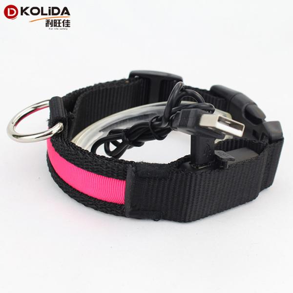 Eco - Friendly LED Dog Collar Rechargeable Three Flash Mode Nylon