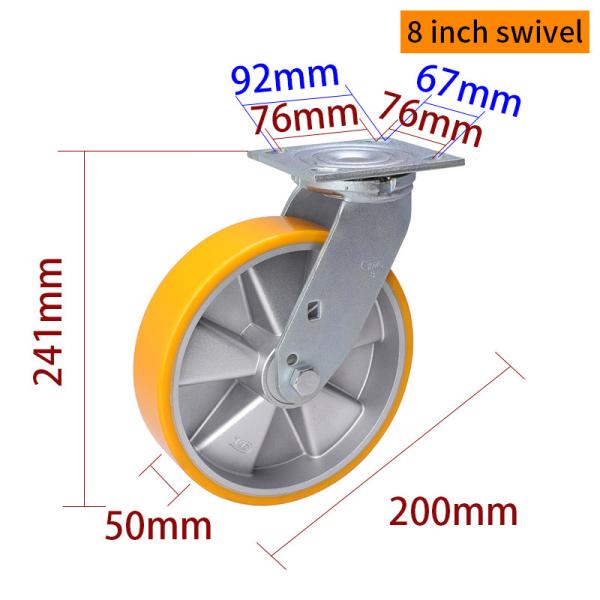 Heavy Duty Castors 200mm 8 Inch Swivel Caster With Brake 738-86A