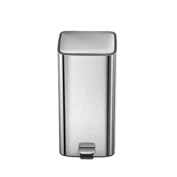 Rolling Cover Type 28L Stainless Steel Soft Close Square Pedal Trash Bin Foot Pedal Design For Living Room Office