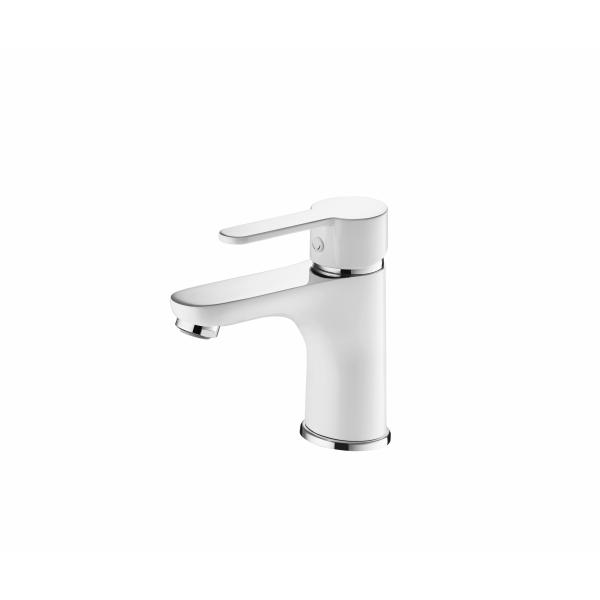 Brass Hot and Cold water Wash Basin Faucet single handle chrome/white