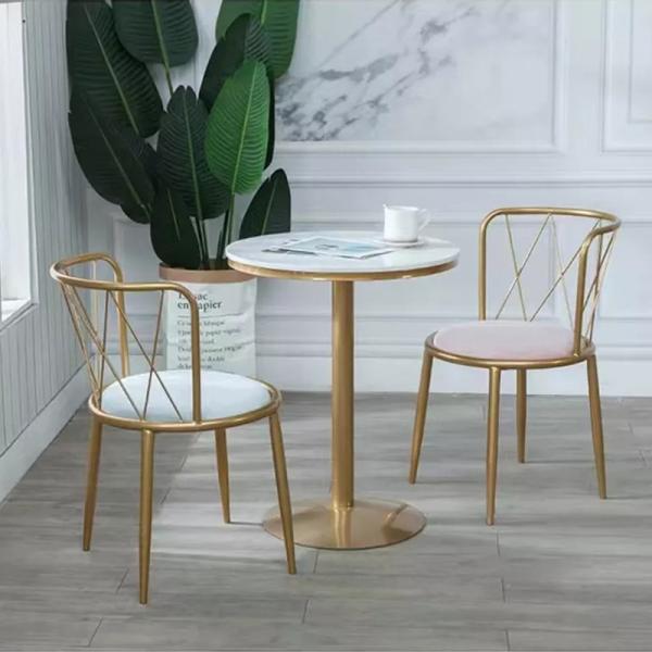 Antirust Seamless Welding Velvet And Metal Dining Chairs Gold Legs