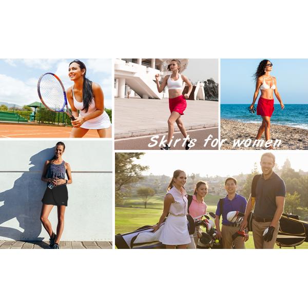 Women Double Layer 2 In 1 High Waisted Tennis Skirt 250gsm With Inside Pockets