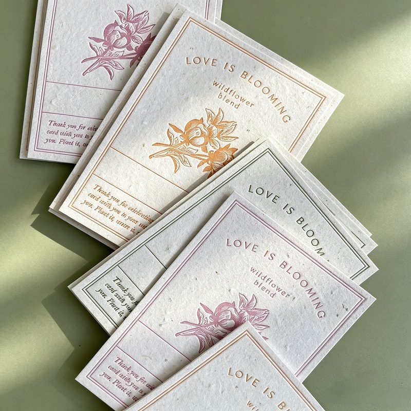 Plantable Seed Paper Greeting Cards With Wildflower Blend And Letterpress