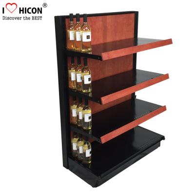 Liquor Store Gondola Shelving Units 36 Inch Wide End Cap Wooden Shelving Display Stand