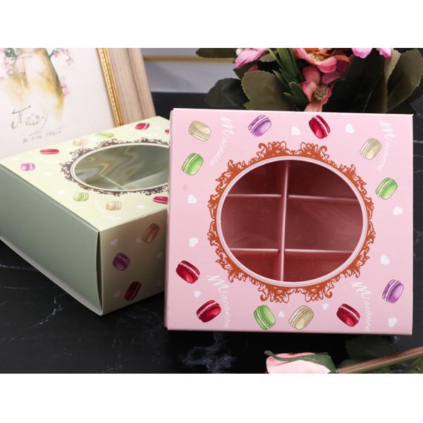 Pink Feather Rose Macaron Gift Box With Clear Window Elegant French Dessert Packaging For Parties Weddings Favors