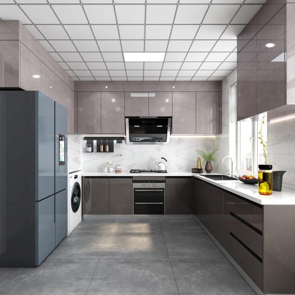 Modern End Home Kitchen Cabinet with Waterproof Fireproof Advantage and Veneer Finish