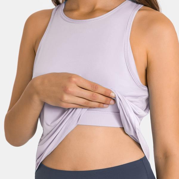 Active Stretch Ladies Yoga Tops One Piece Two Wear Cross Open Back Sport Bra With Removable Pad