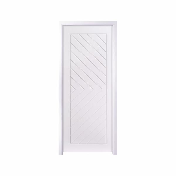 White Paint PVC Wooden Doors 90cm Width Waterproof 6 Layer Painting