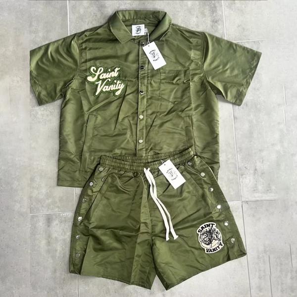 Botones de rompevientos personalizados Polímero de nylon de los hombres de los juegos de polo Trajes de deporte camisas de polo juegos cortos para hombres camisa y juego corto