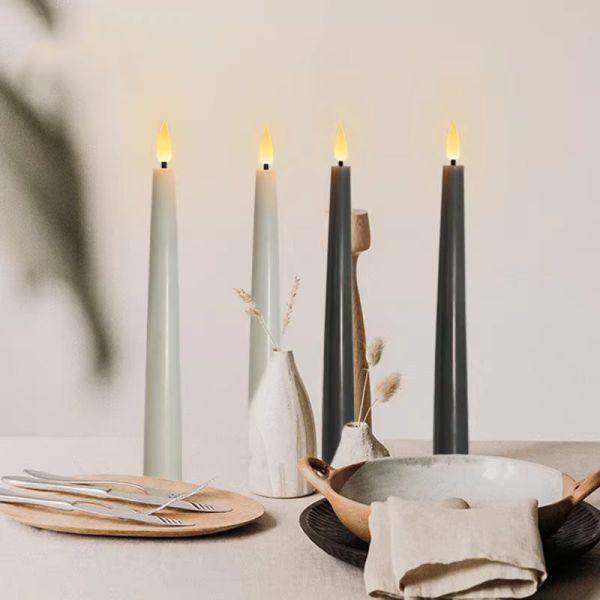 Remote Control Set Of 2 Candles White Real Wax Flameless Flickering Candles With Moving Flame