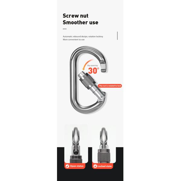 25KN Snap Hook Locking Aluminium Carabiner Clip Perfeito para segurança e segurança