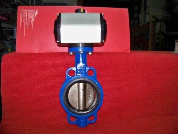 DN65 Soft Seal Centerline Butterfly Valves Wafer Type With Pneumatic Actuator