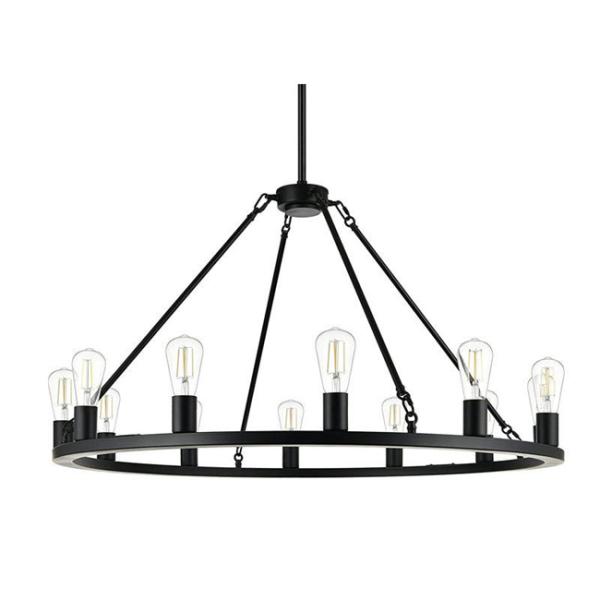 American Rustic Nordic Pendant Light Black Iron Vintage Wheels Dining Chandelier