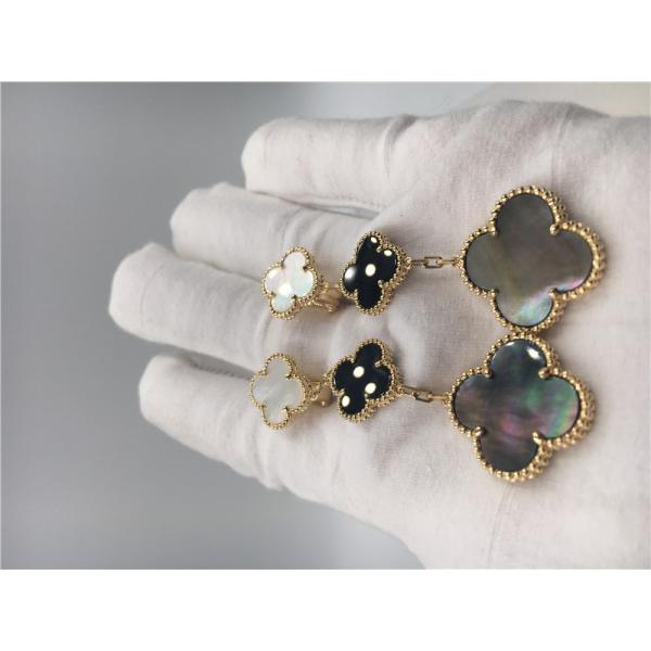 Van Cleef Arpels Magic Alhambra earrings 18k yellow gold with white and gray mother-of-pearl