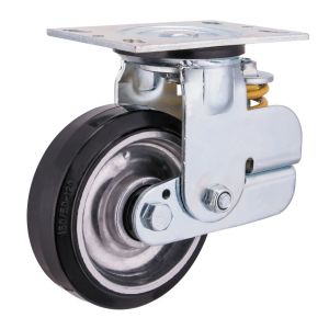 Aluminum Core Rubber Spring Loaded Castor Wheels 150mm 200mm Diameter