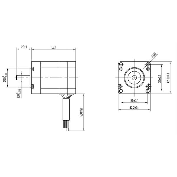 мотор 3.5A 106W 8Pole 48V 3Phase 0.22Nm 4600RPM DC Nema 17 42mm безщеточный