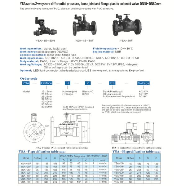 Électrovanne d'eau en plastique 1 pouce AC220V IP65 Garantie 3 ans