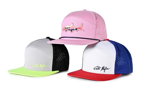 ODM Cotton 6 Panel Snapback Cap Flat Bill 7 Hole Snapback Closure