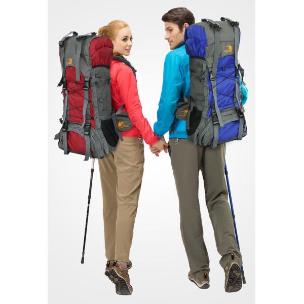 Blue 60L Waterproof Camping Backpack BSCI Mountain Climbing Backpack