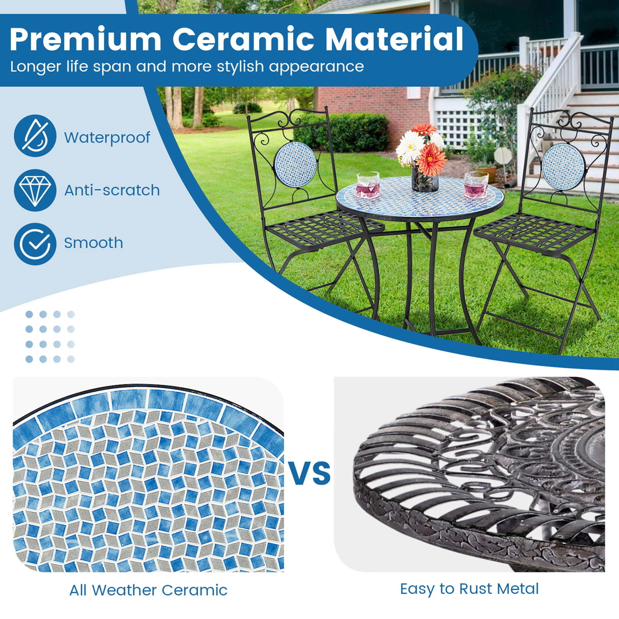 Upgrade Your Outdoor Decor with AJUNION All Weather Bistro Set Table Size Dia24 x H28
