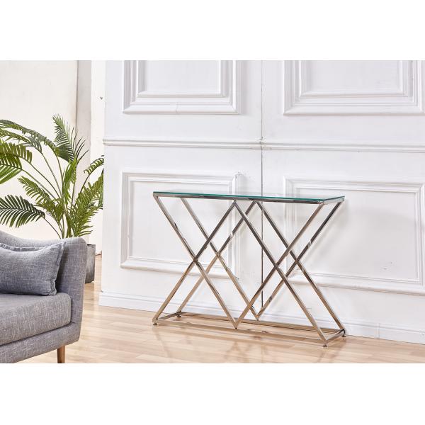 Electroplate 78cm 115cm Stainless Steel Glass Console Table
