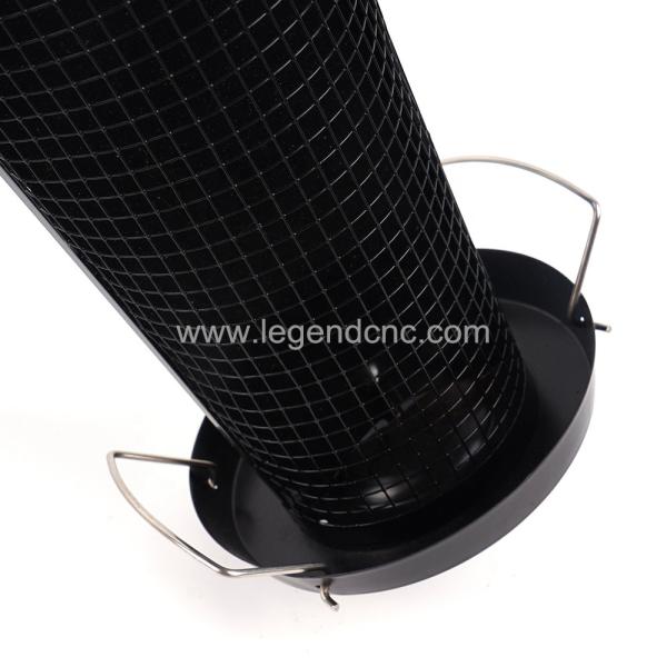 2 In 1 Black Hanging Wild Bird Feeder Caged Tube Type Stainless Steel Material