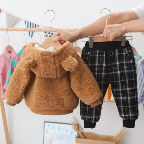 120cm 47.2in Winter Children'S Clothing Cartoon Teddy Bear Sweatsuit Hooded Velvet Suit