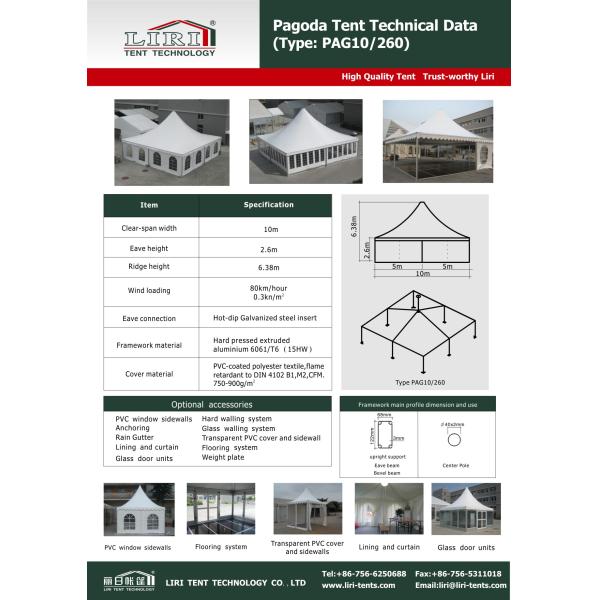 10x10m White Color Pagoda Garden Canopy Tent With Church Window , Garden Pagoda Tent