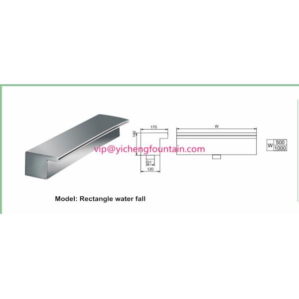 Rectangle Shaped Water Fountain Equipment Waterfall Nozzle With Led Strip Light