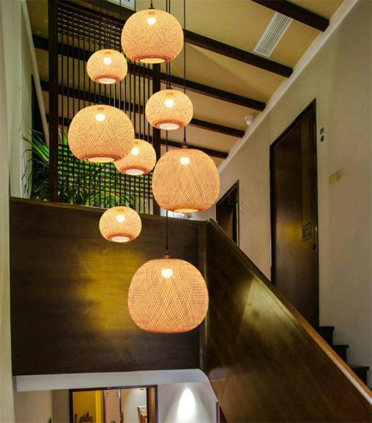 Chinese Bamboo Ball Pendant Lights Weaving Living Room Decoration Rattan Hanging Lamp(WH-WP-29)
